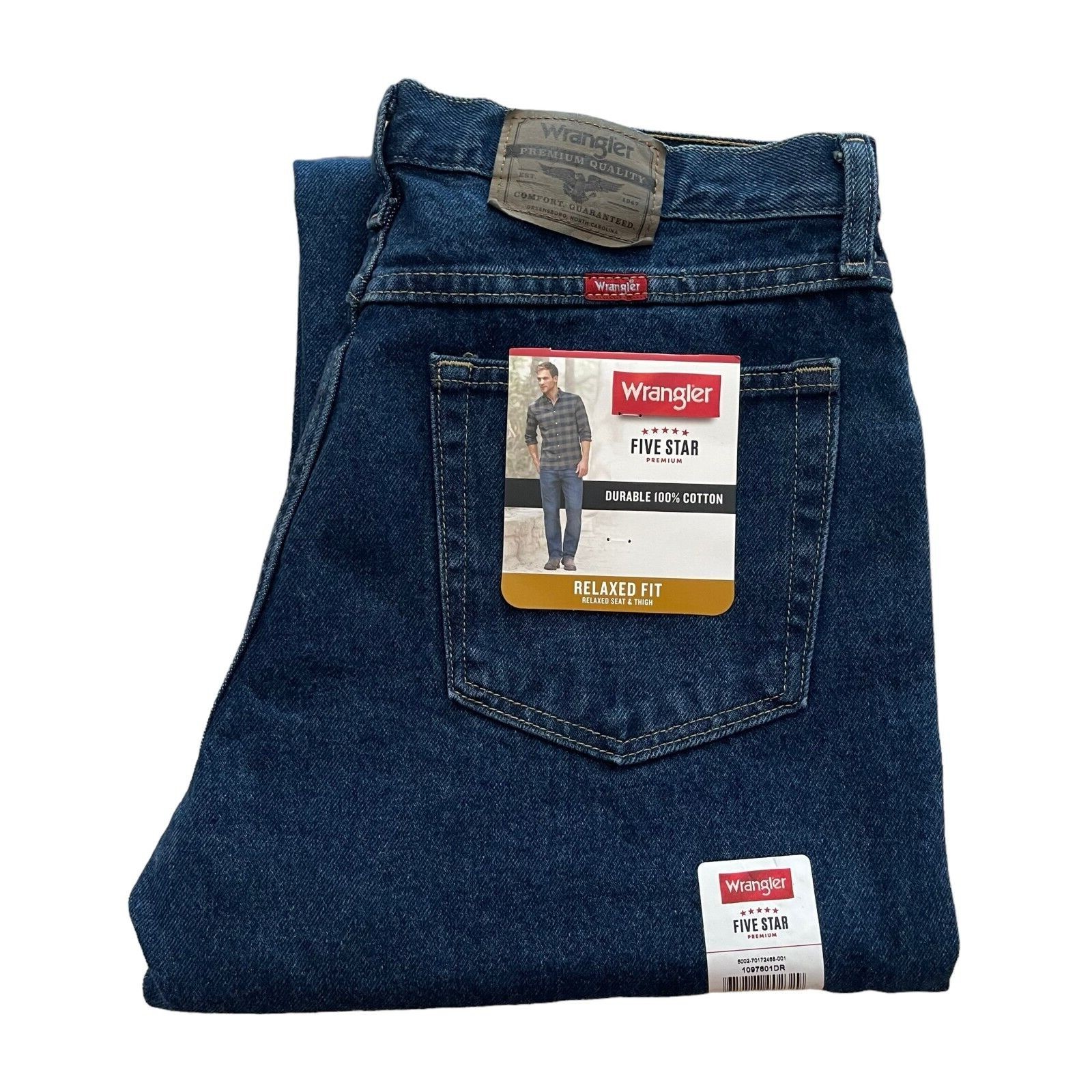 Wrangler Men’s Five Star Premium Denim Straight Relaxed Fit Jeans Big and Tall