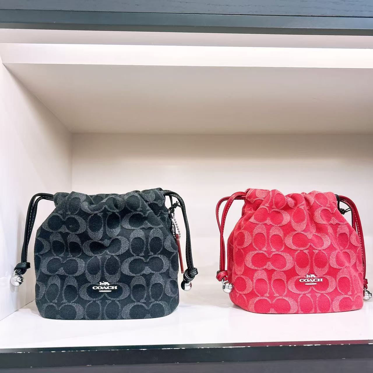 NWT Coach Faye Mini Drawstring Bag In Signature Denim CCZ45/CDE32