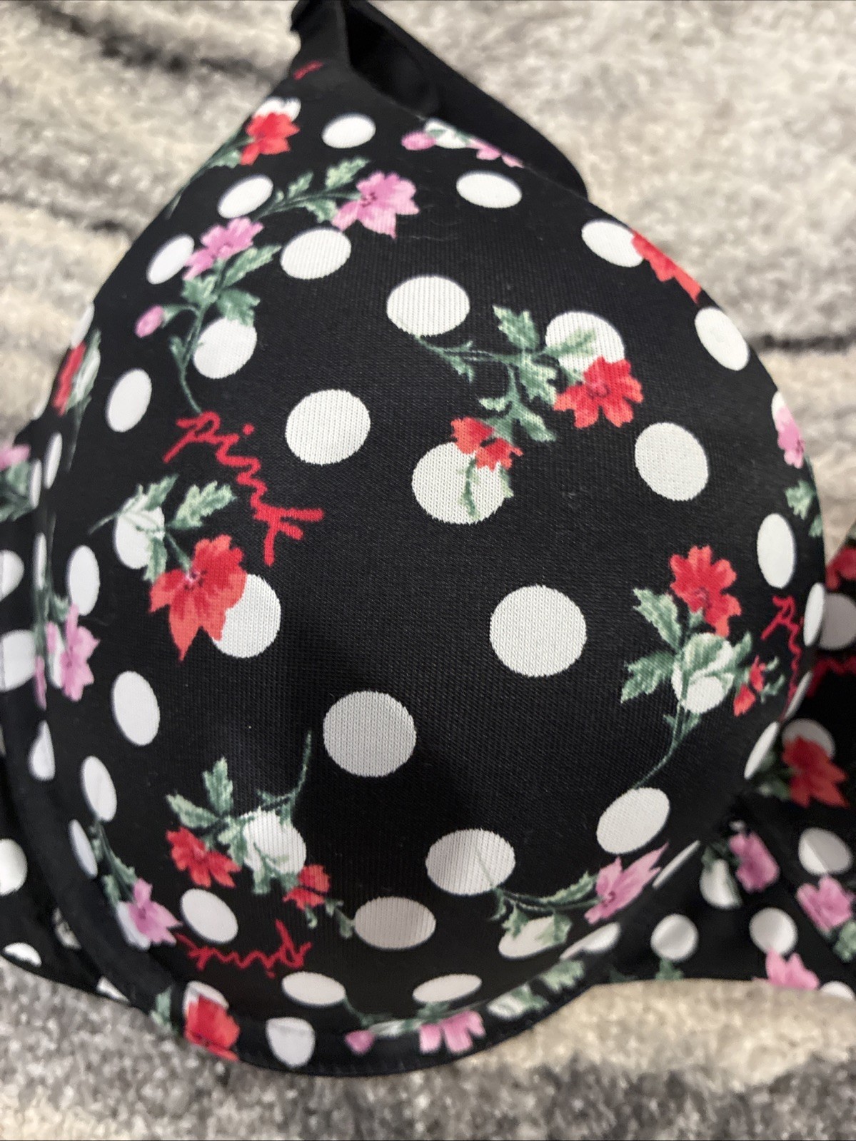 New PINK Victoria’s Secret Bra 32DD Logo Dots Flowers Pushup Bombshell NWT