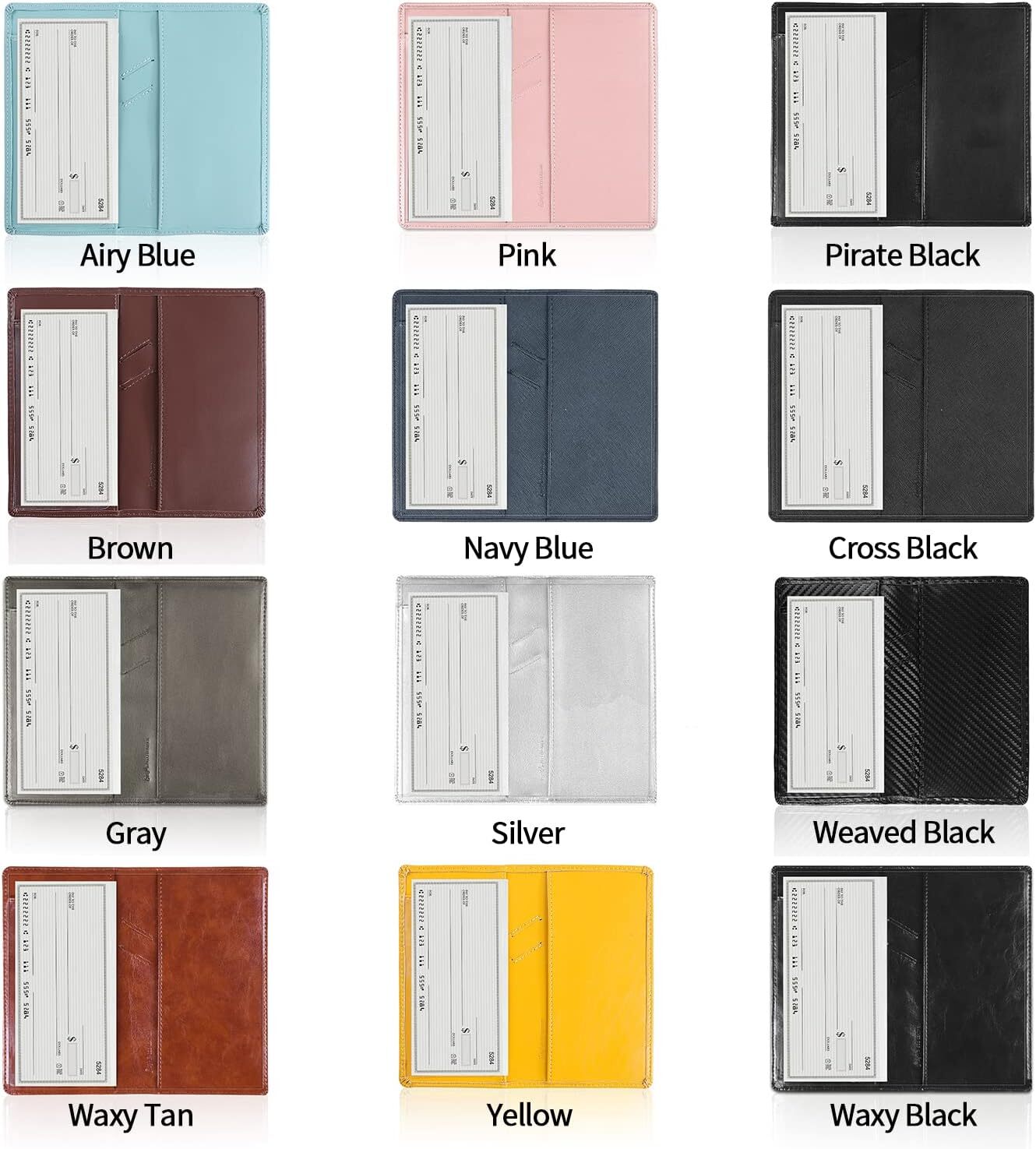 Leather Checkbook Cover: Built-In Divider, Pen Holder, RFID Blocking