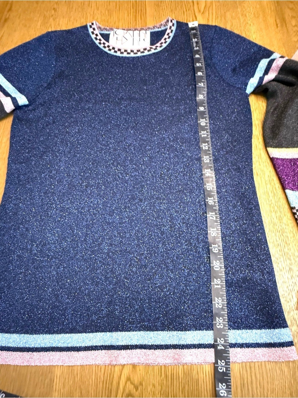 Joanne Hynes Shimmer Knit Colorblock Sweater Top Bell Sleeve Size S