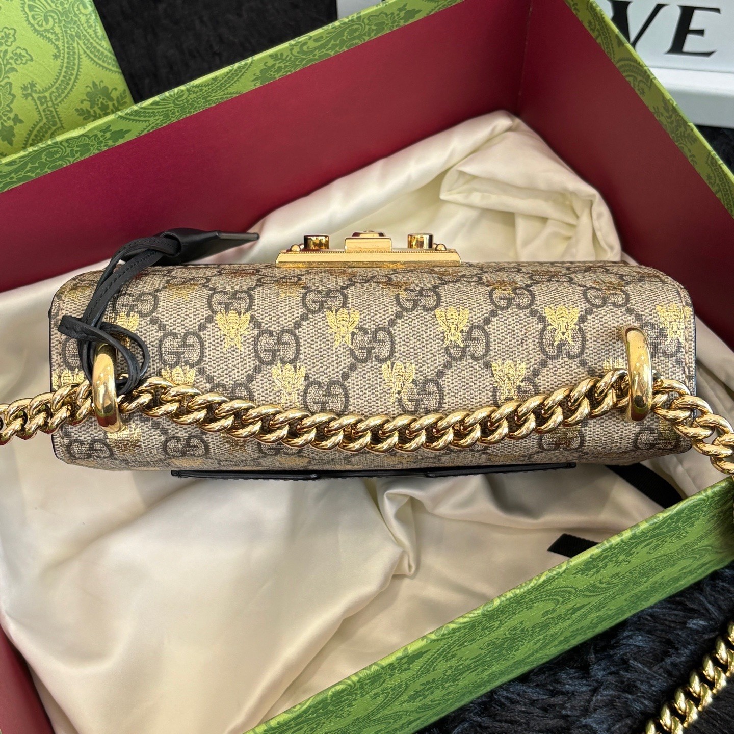 Gucci Pre-Owned Authentic Box Clutch Ebene 20x7x13 Free Tracked Shipping