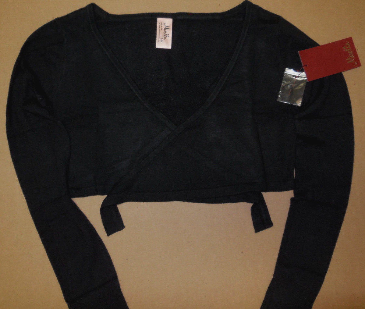 MIRELLA Black Long Sleeve Tie Top Sweater Ladies Sizes M1104 S/M M/L SOFT