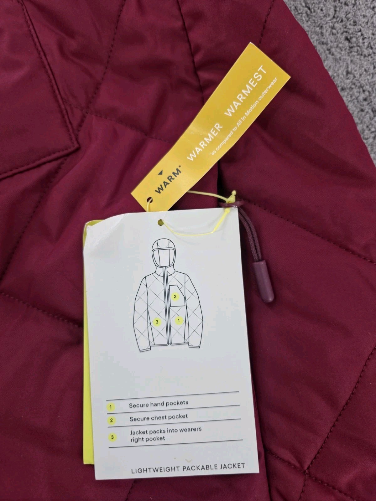 All in Motion Men’s Lightweight Packable Hooded Full Zip Jacket Burgundy XXL