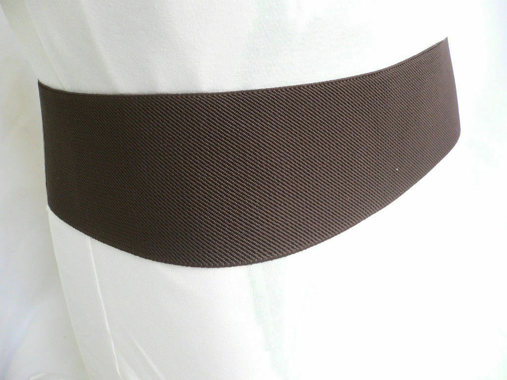 Women Wide Dark Brown Elastic Waistband Fashion Belt Hip High Waist Size XS S M