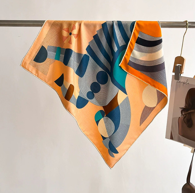 70% Cashmere 30% Silk Neckerchief cashew Print Wrap Scarf Shape Bandana 65X65cm
