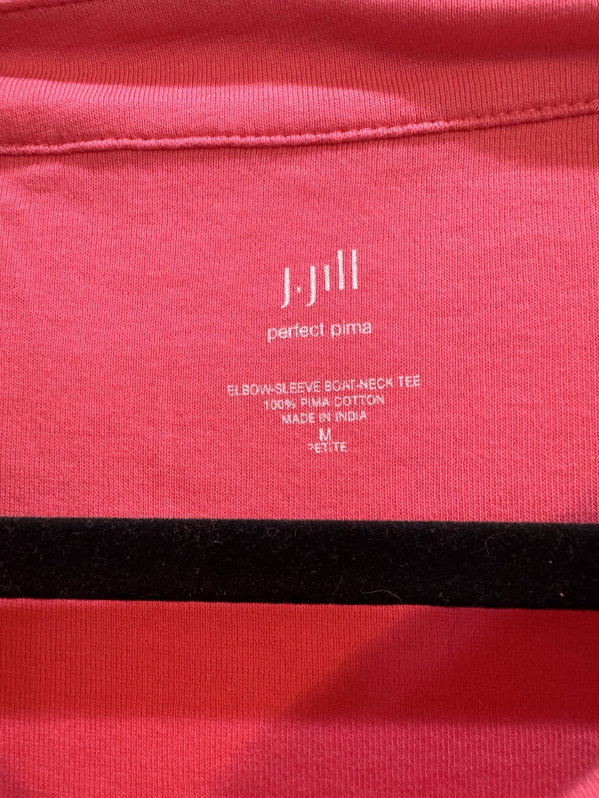 J. Jill Perfect Pima Hot Pink Short Sleeve Tee MP Boat Neck Armpit To Armpit 20”