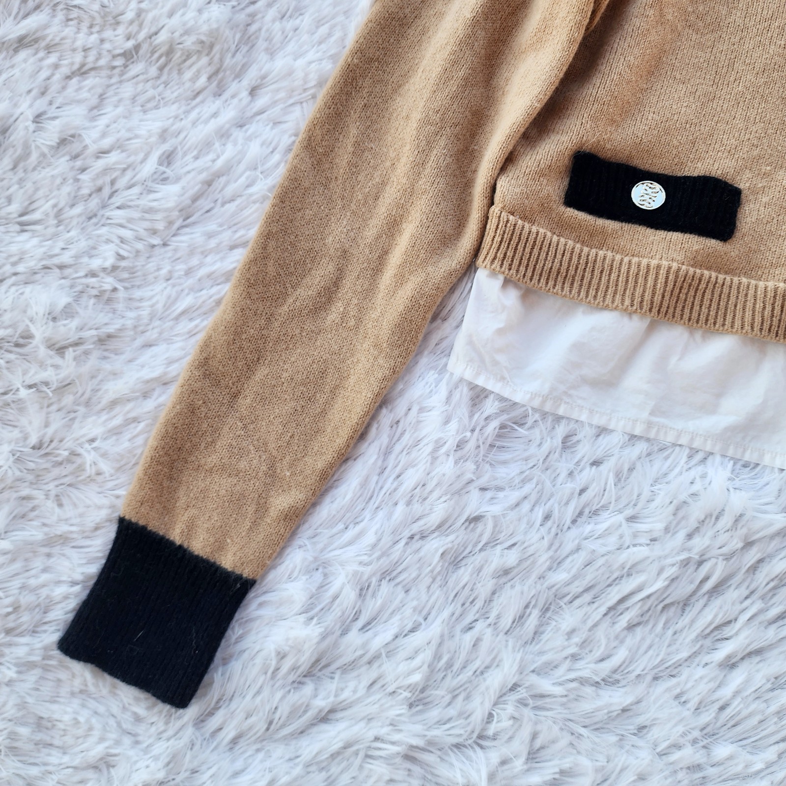 Sandro Dale Cropped Wool Cashmere Layered Sweater Size Small