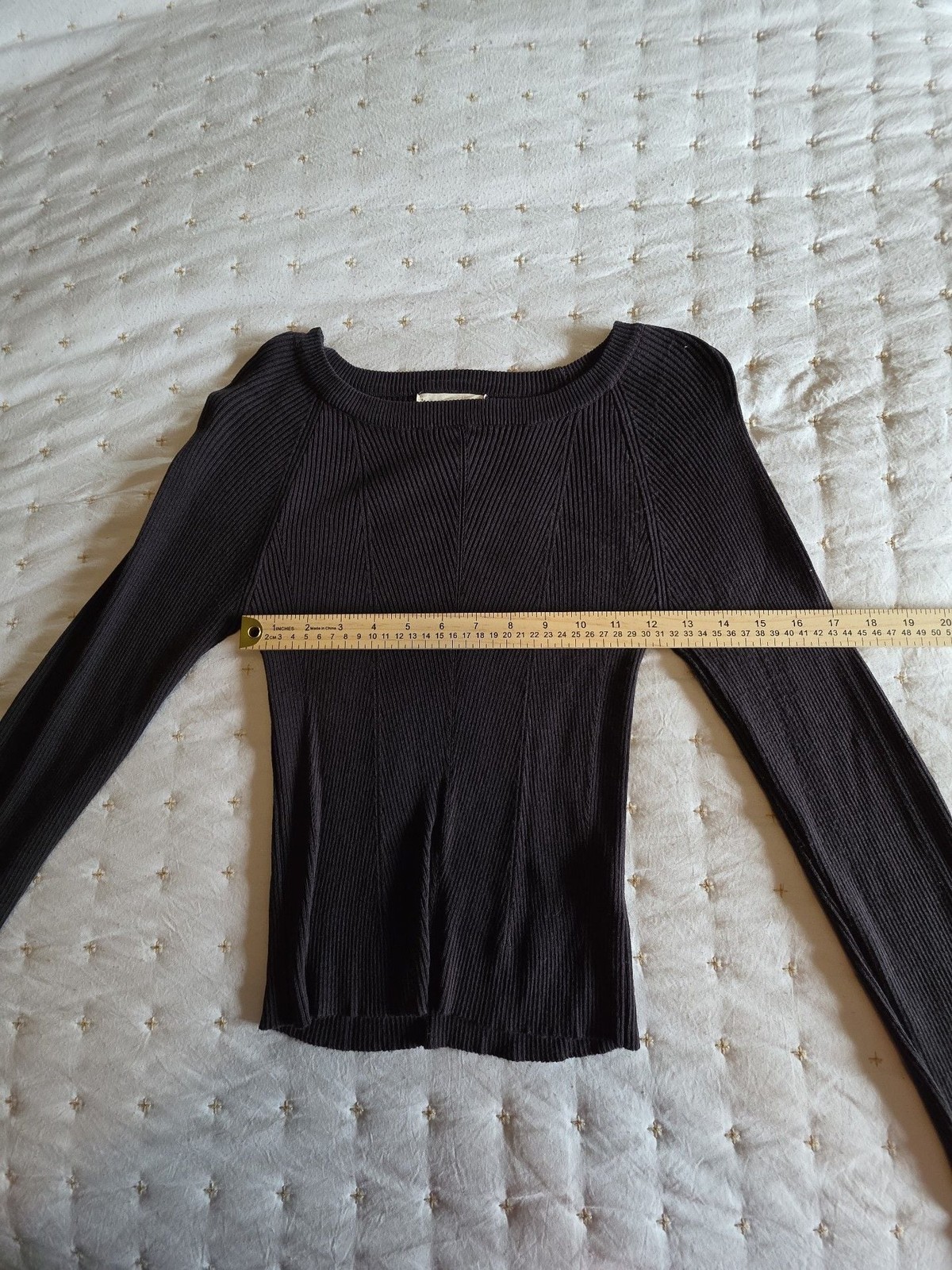By Together Women’s Black Ribbed Long Sleeve Knit Top