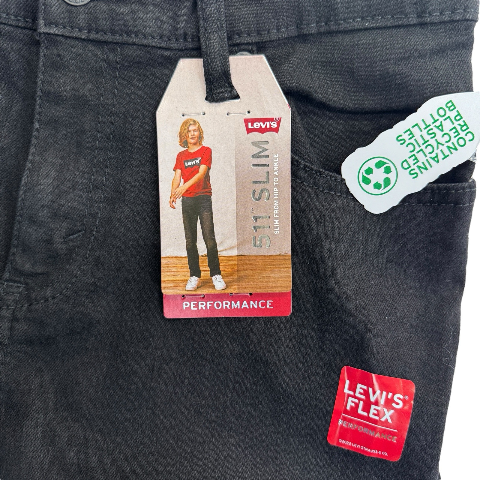 LEVI’s ~ 511 Slim-Fit Performance Black Jeans ~ Boy’s 18 29×31