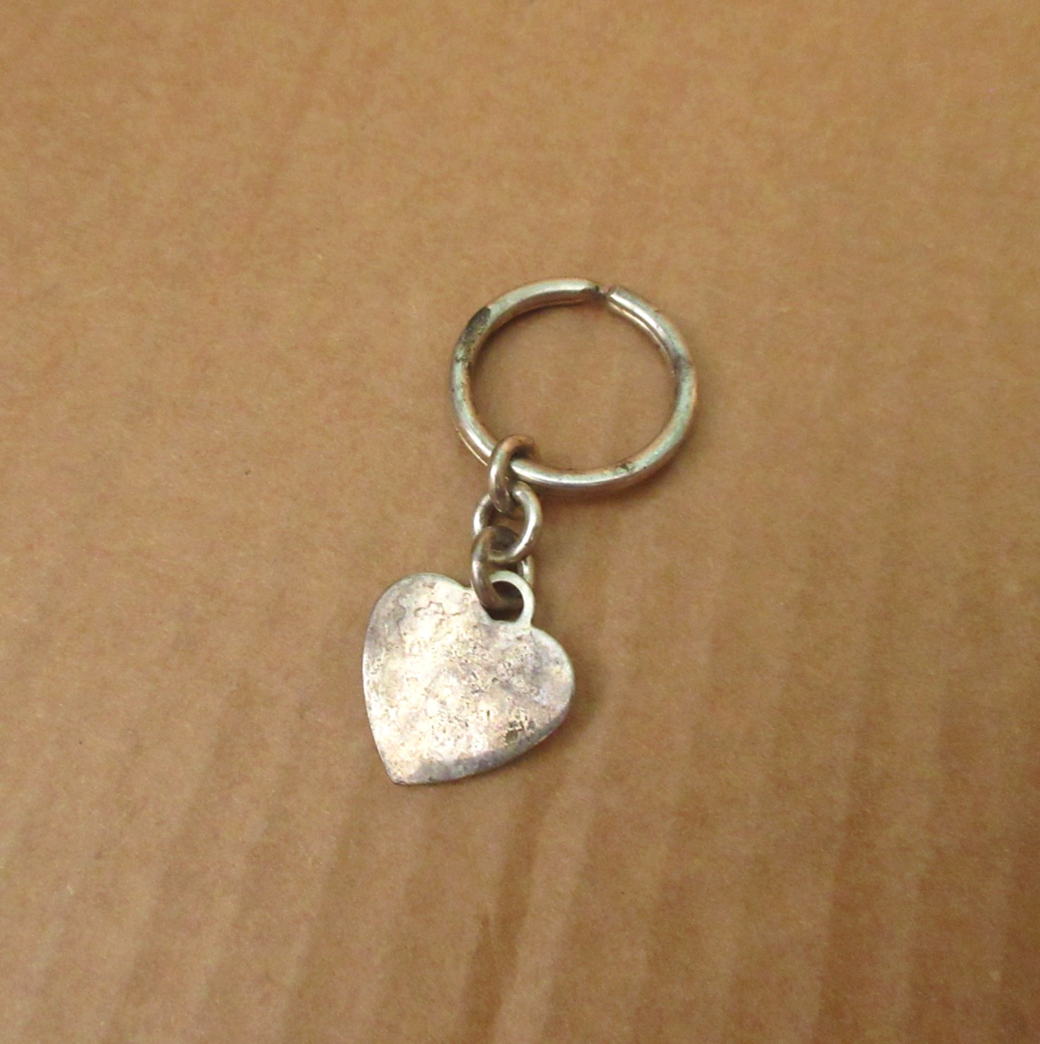 Vtg Small .925 Sterling Silver Split Key Ring Heart ITALY Star Arezzo 888 888AR