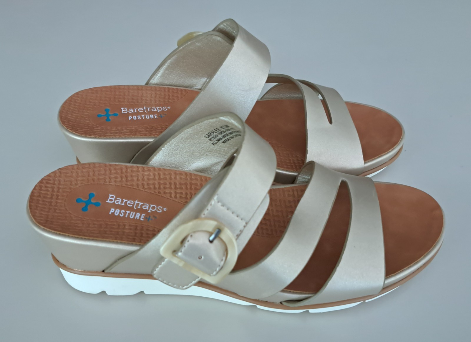 BARETRAPS GOLD LARALEE WEDGE SANDAL SLIDES SIZE 8.5