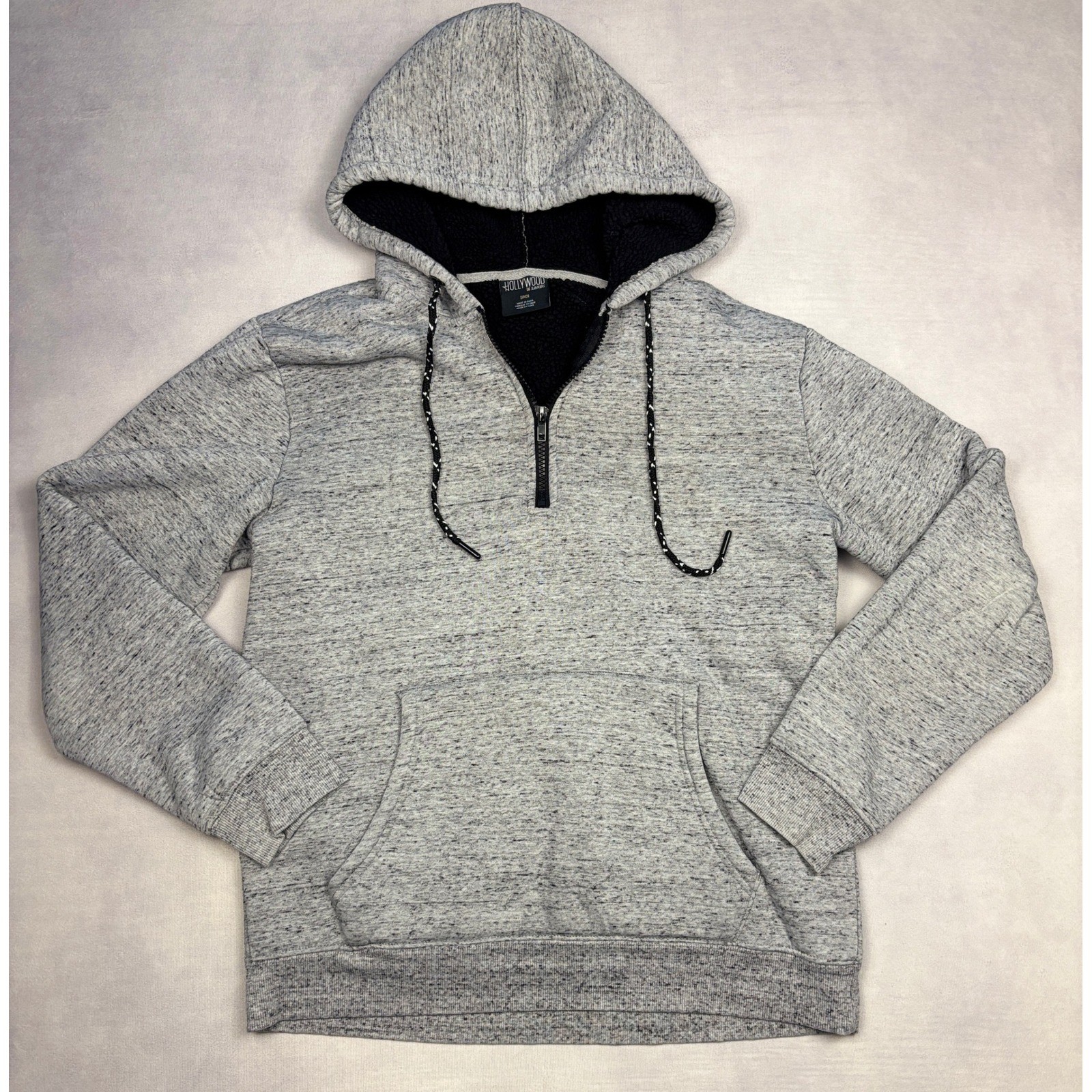 Hollywood The Jean People Mens Gray Space Dye Quarter Zip Hoodie Jogger Set S