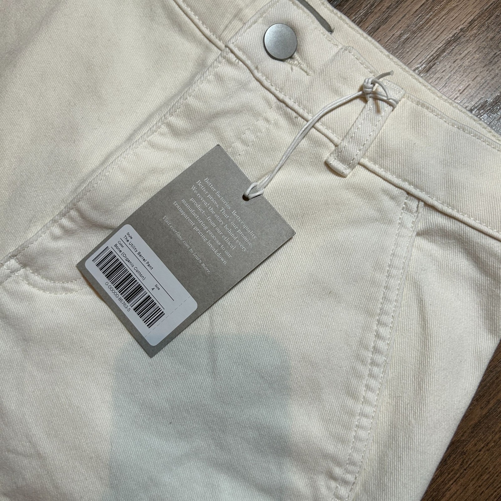 Everlane The Utility Barrel Pant Bone Size 4R NWT