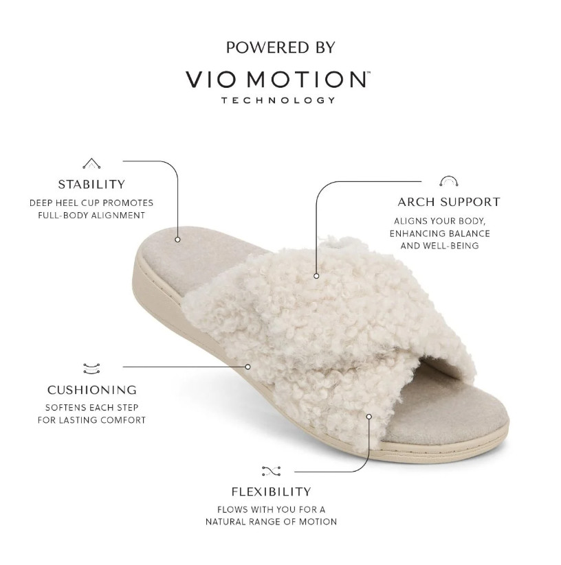 VIONIC Women Relax II Slippers, Dark Brown Fur (NEW)