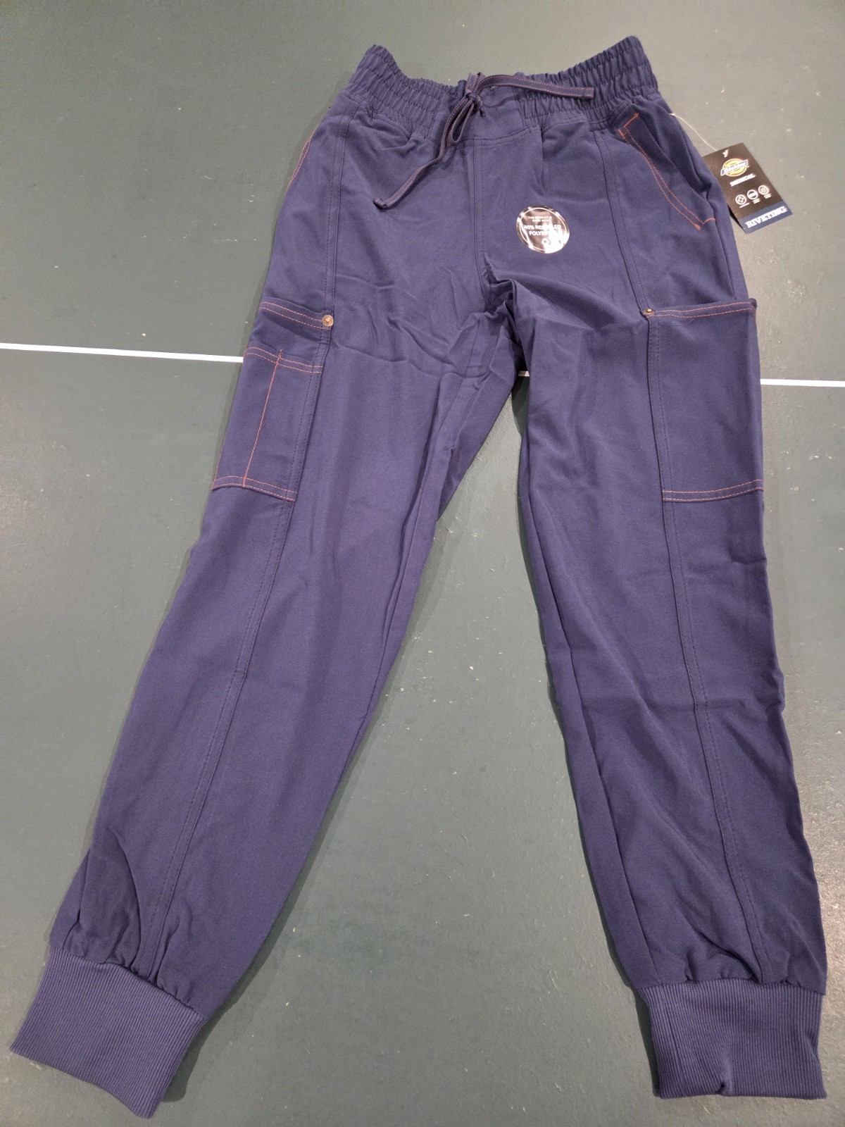 Dickies Riveting 7 Pocket Mid Rise Scrub Jogger Pant DK247P Navy Small PETITE