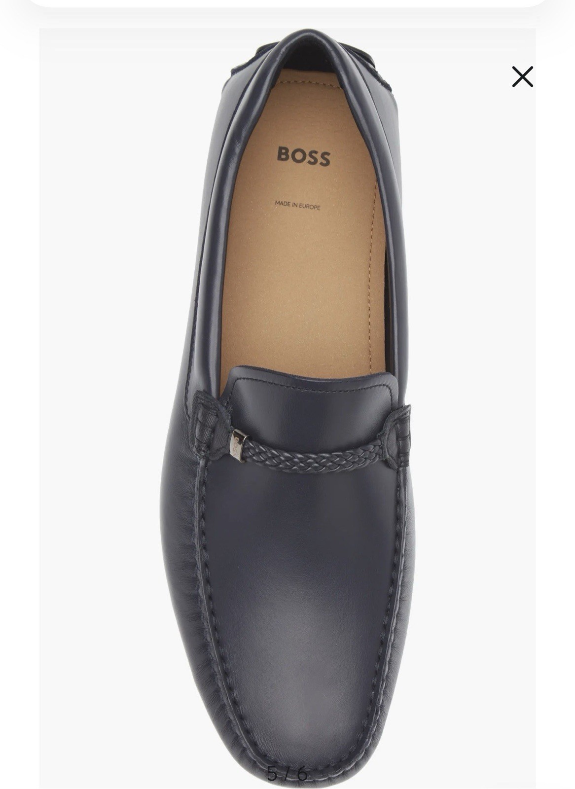 Hugo Boss Men’s Moccasins Navy Blue Leather In Size 42 Europe Made with Box New