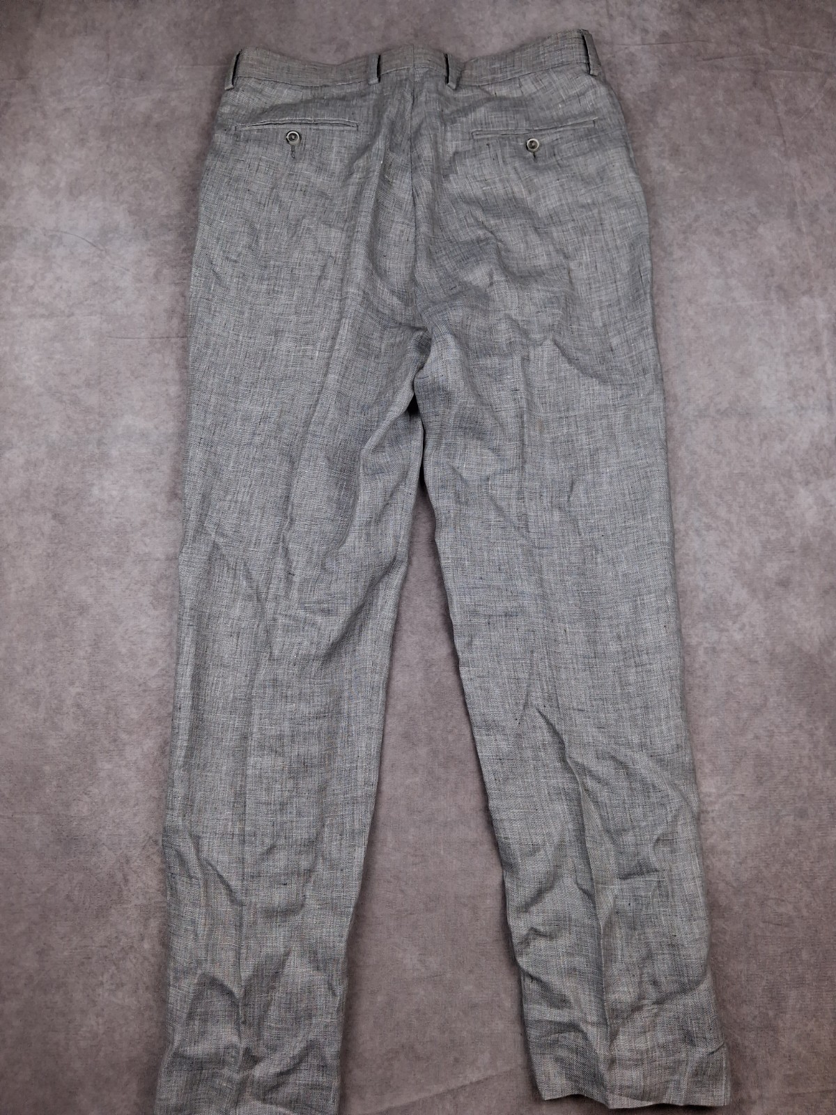 Murano Baird Mcnutt Linen Pants Men 32×32 Fit Gray Flat Front Slim Fit Trousers*