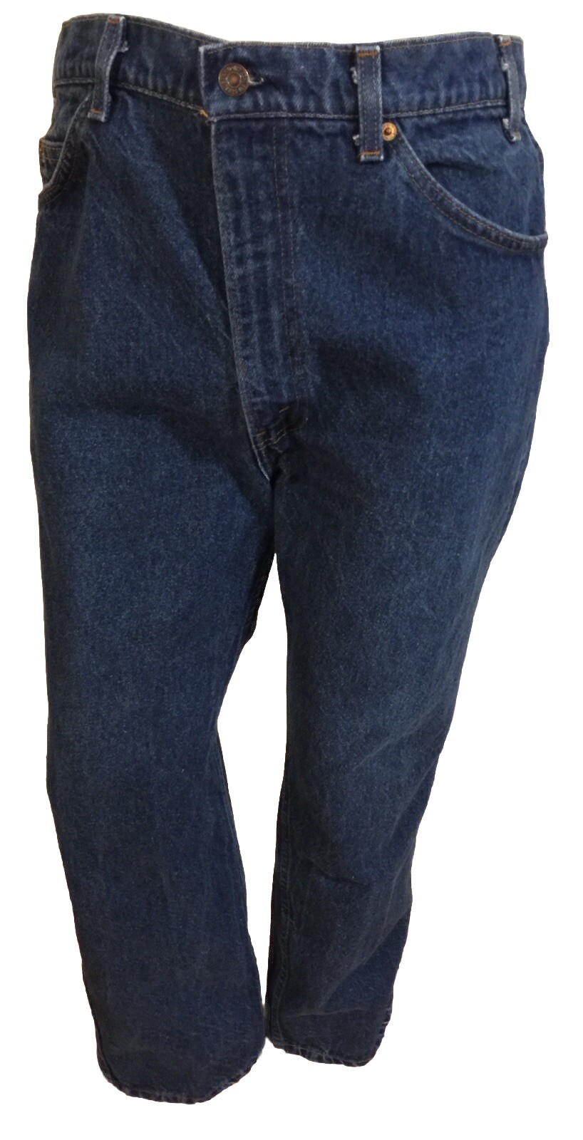 MEN LEVI JEAN Tag 38×30 -Meas 36.5×29 Saddleman 40517 0215 Orange Leather Patch