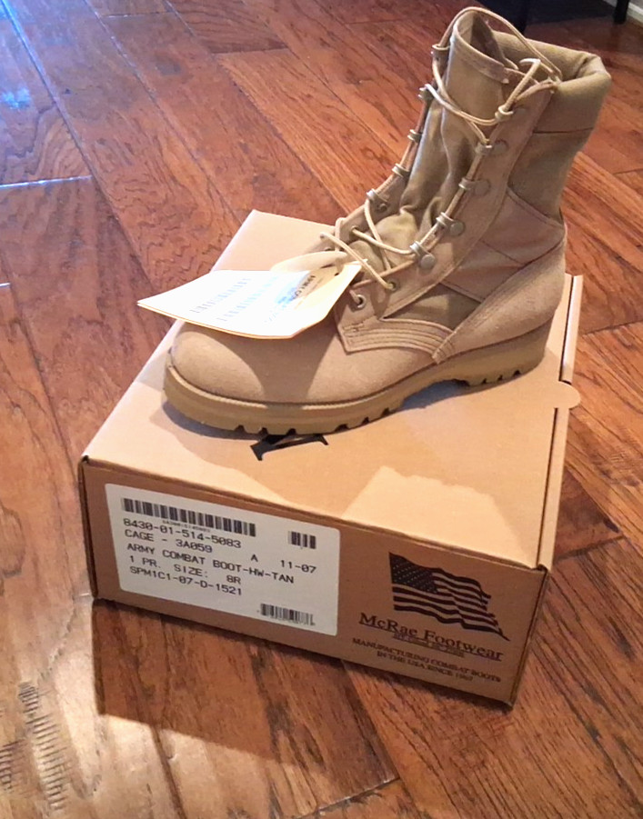 NEW McRae Army Combat Boots Hot Weather, Size 8R NSN 8430-01-514-5083