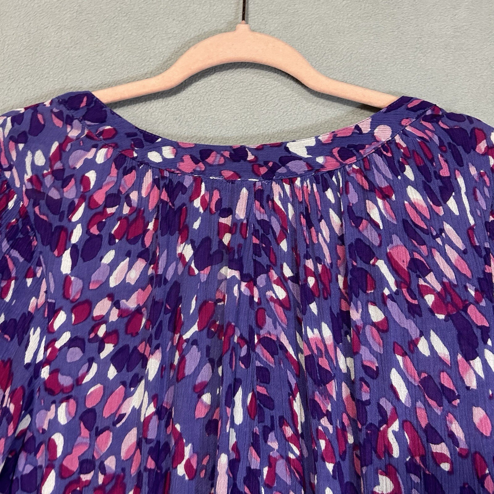 Roamans Button Front Short Sleeve Top Womens 12W Cottage Core Cowgirl Prairie