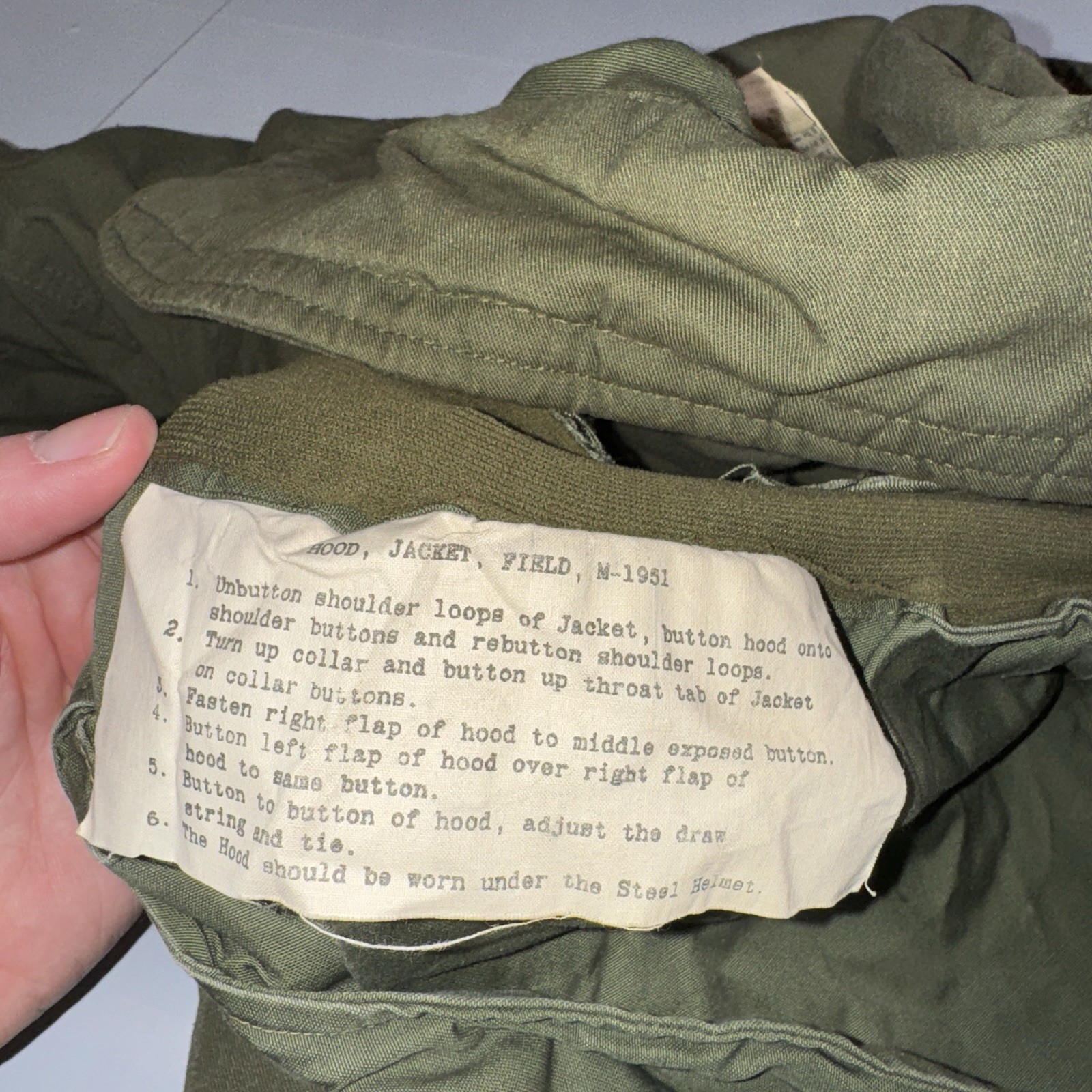 Vintage US Army M-1951 OG 107 Field Jacket Size L Regular With Hood 1960’s 60’s