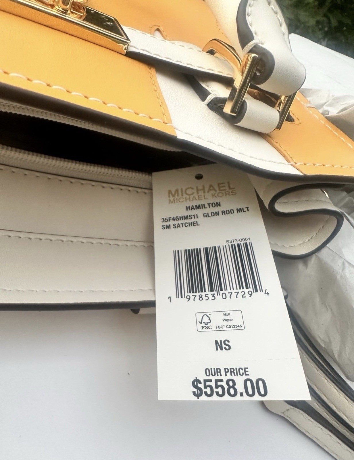 AUTHENTIC Michael Kors Purse Small Hamilton Satchel Patch Work Golden Rod NWT