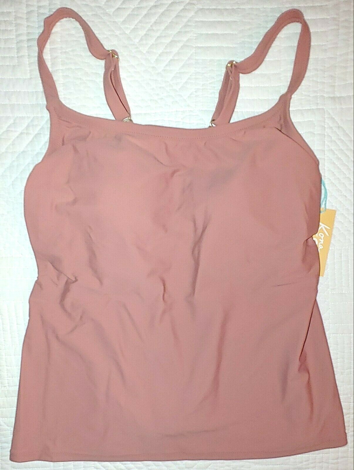 Kona Sol Women’s Plus Size Solid Tankini Top Mauve Color Choose Size 14W or 16W