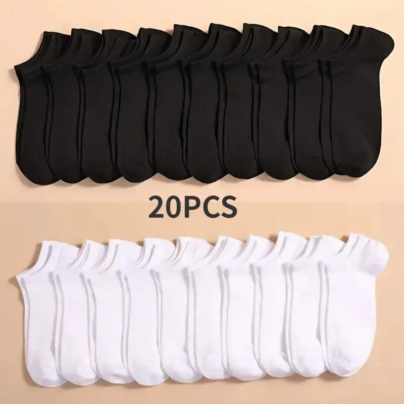 20pairs Breathable Unisex Boat Socks – Anti-Odor, Sweat-Absorbing Low Cut Ankle