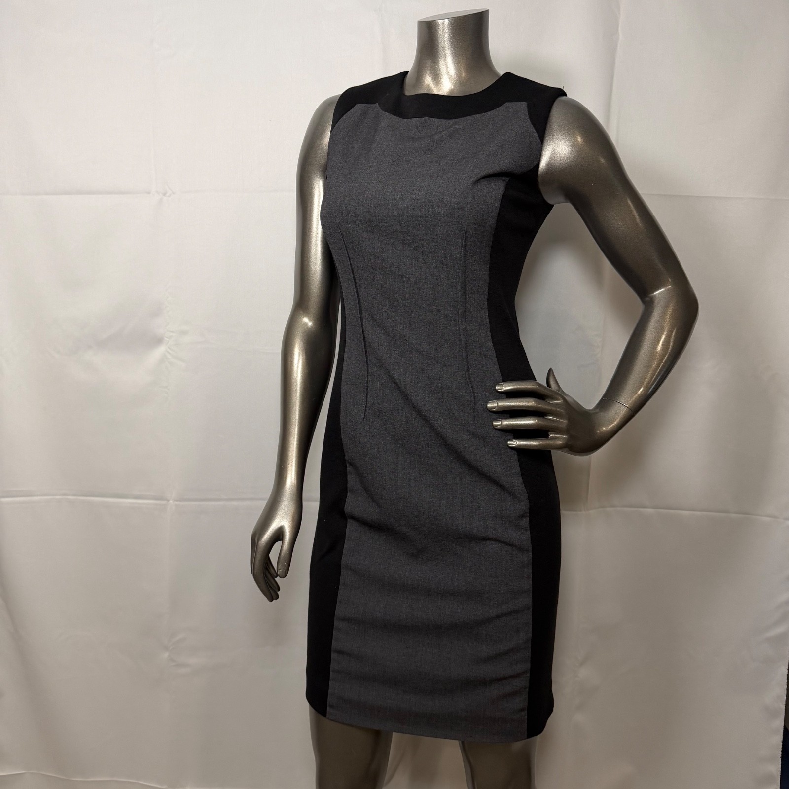 Calvin Klein Womens Black Grey Textured Colorblock Sheath Dress Size 10
