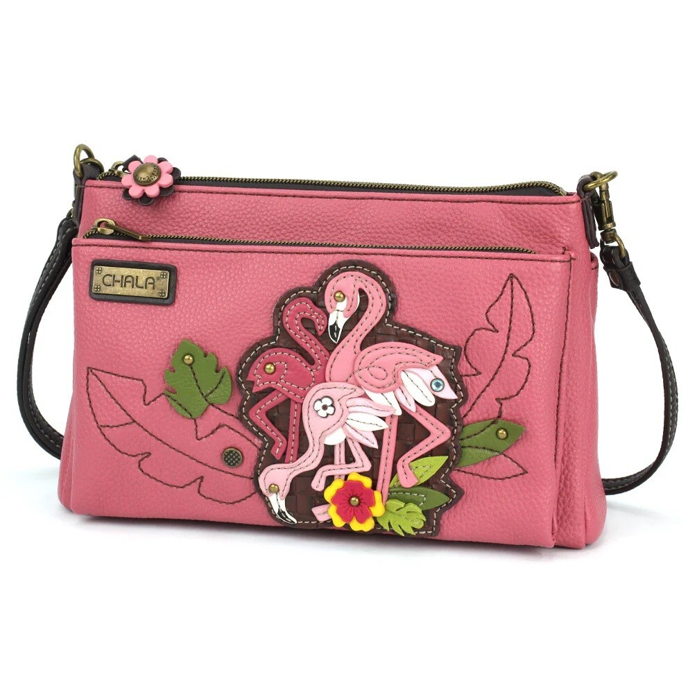 Chala FLAMINGO Deluxe Crossbody RFID Protected Vegan Leather Bag (Pink) NWT