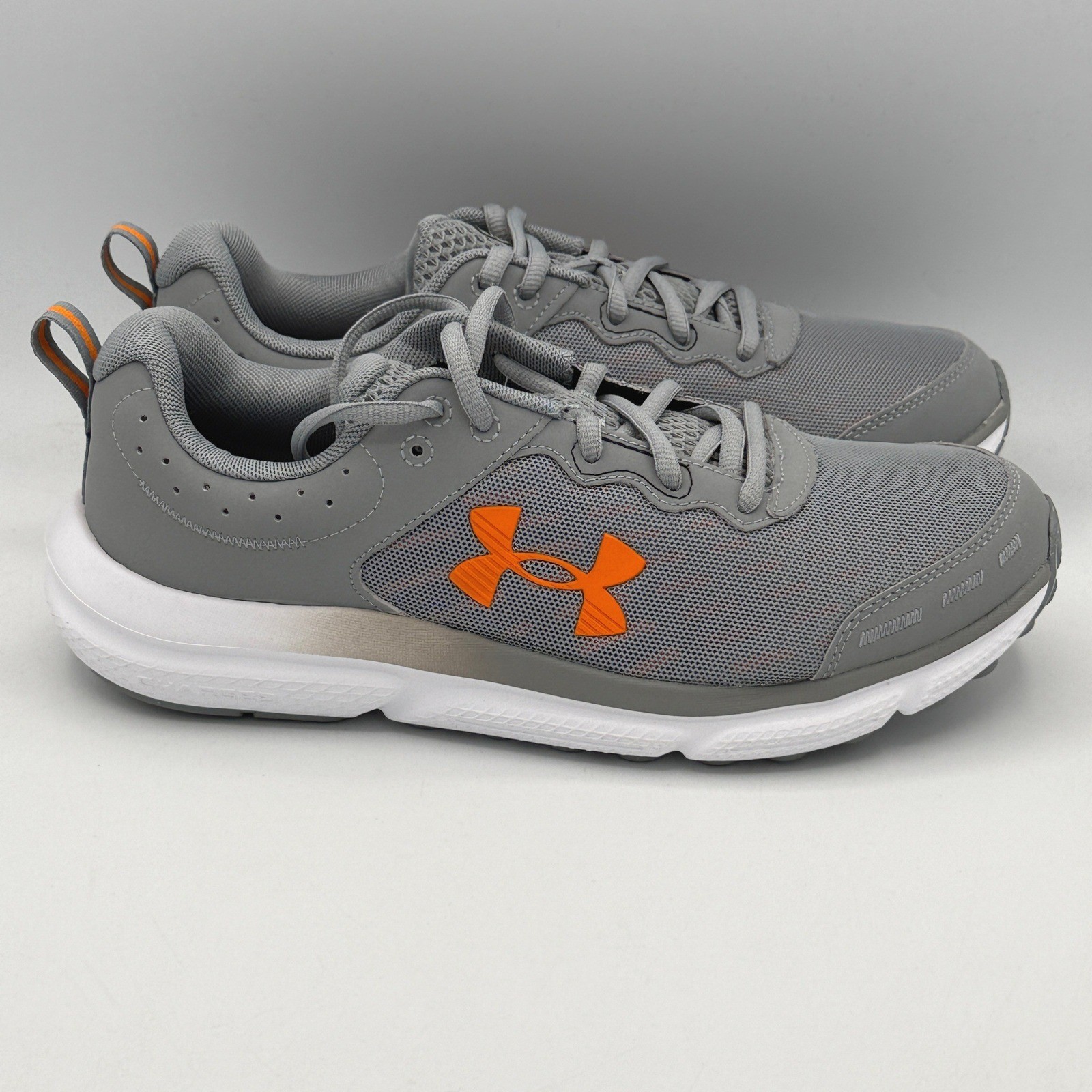 Under Armour Charged Assert 10 Shoes Mens 8 Grey Orange Running 3026175-105