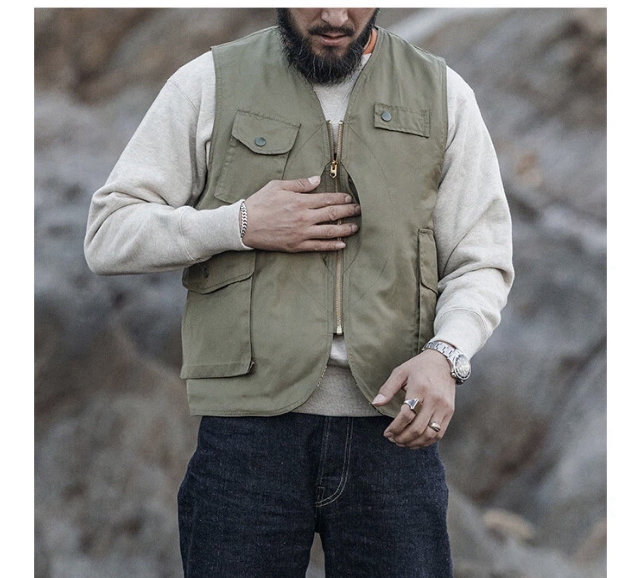 Bronson Half Moon Pocket Fishing Vest Reversible Functional Hunting Waistcoats