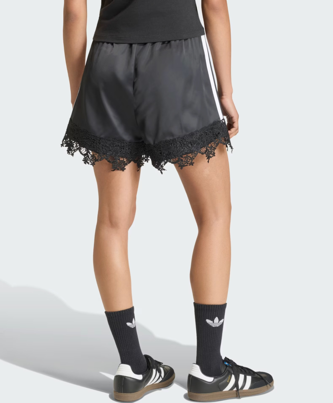 NWT Adidas Originals Satin Lace Shorts Women AsiaFit LD1813 Black_Tracking