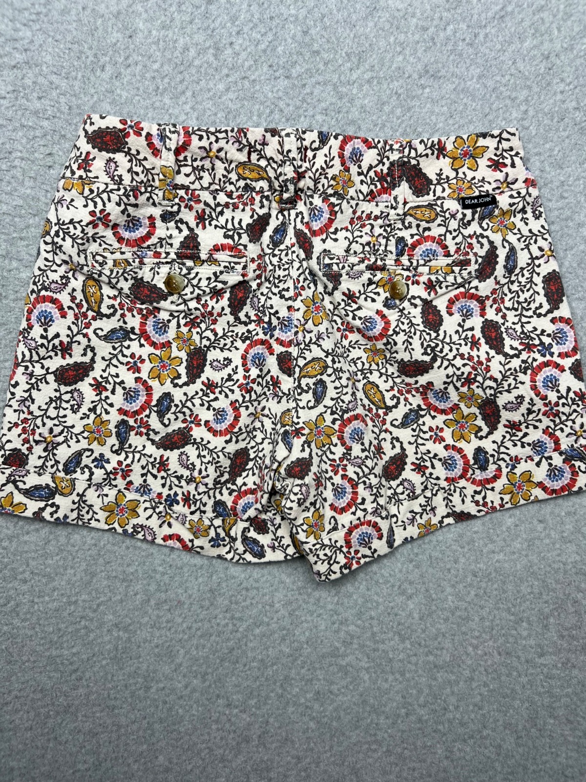 Dear John Finnegan Roll Cuff Printed Paisley Shorts Size 27 Casual Comfort Boho