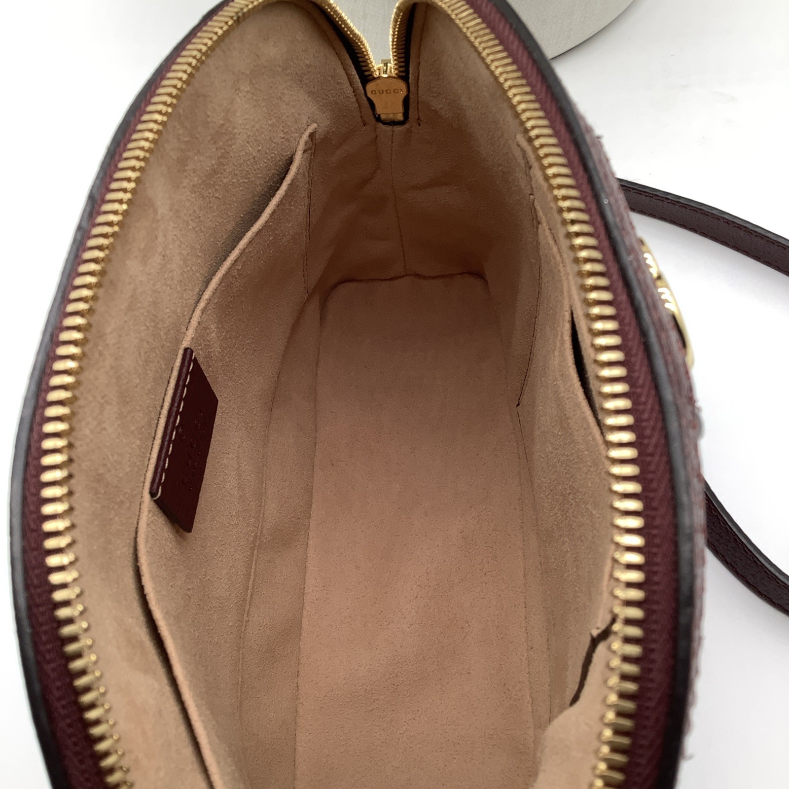 GUCCI Ophidia Dome Small Gold Maroon Leather Shoulder Bag Handbag Purse