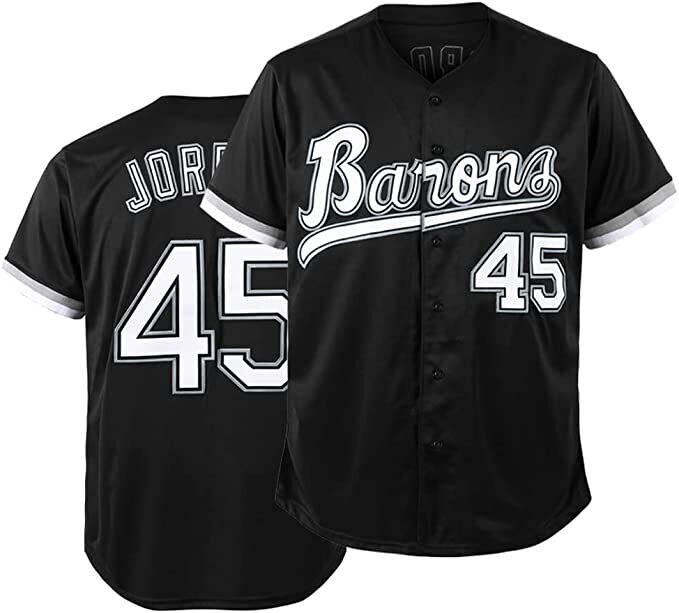 Tocament Birmingham Barons Michael Jordan 45 Baseball Jersey Black Size SMALL