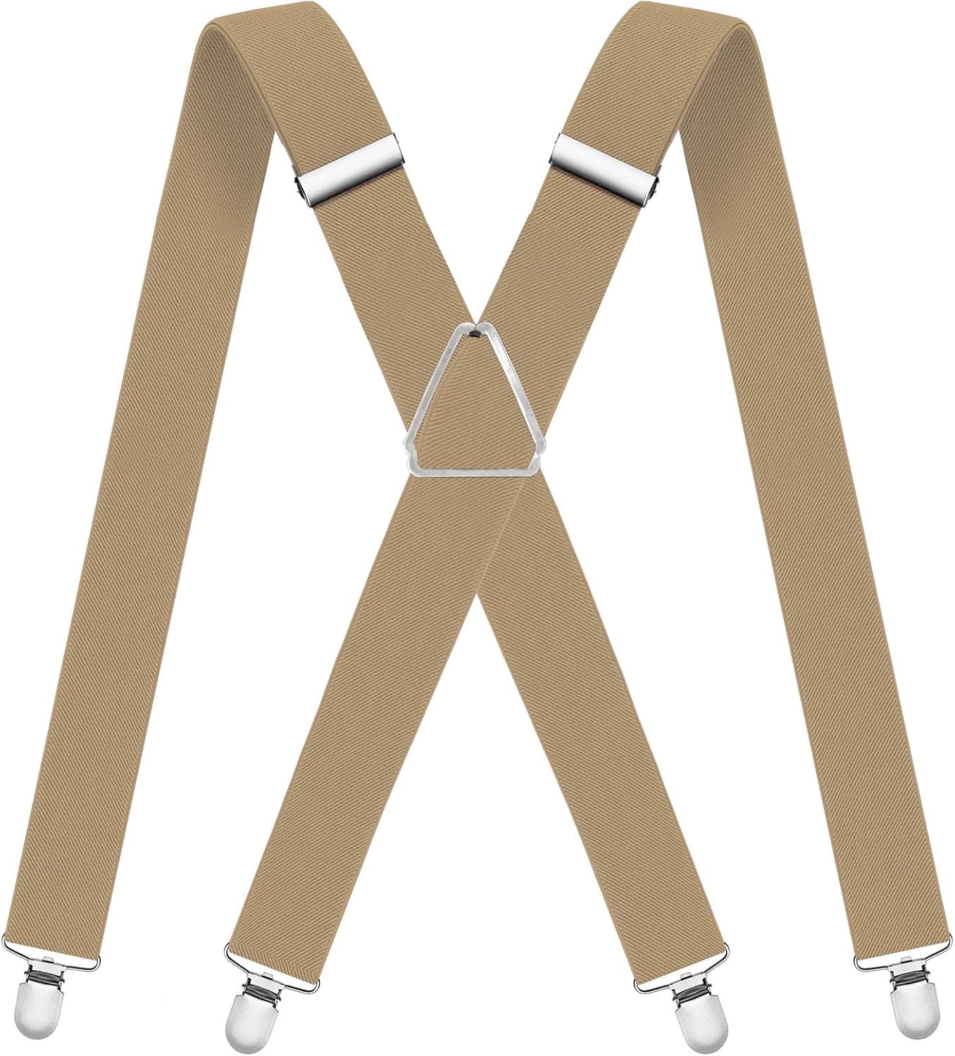 Mens Suspenders Adjustable Braces X-Back Elastic 4 Metal Clips Heavy Duty Strap