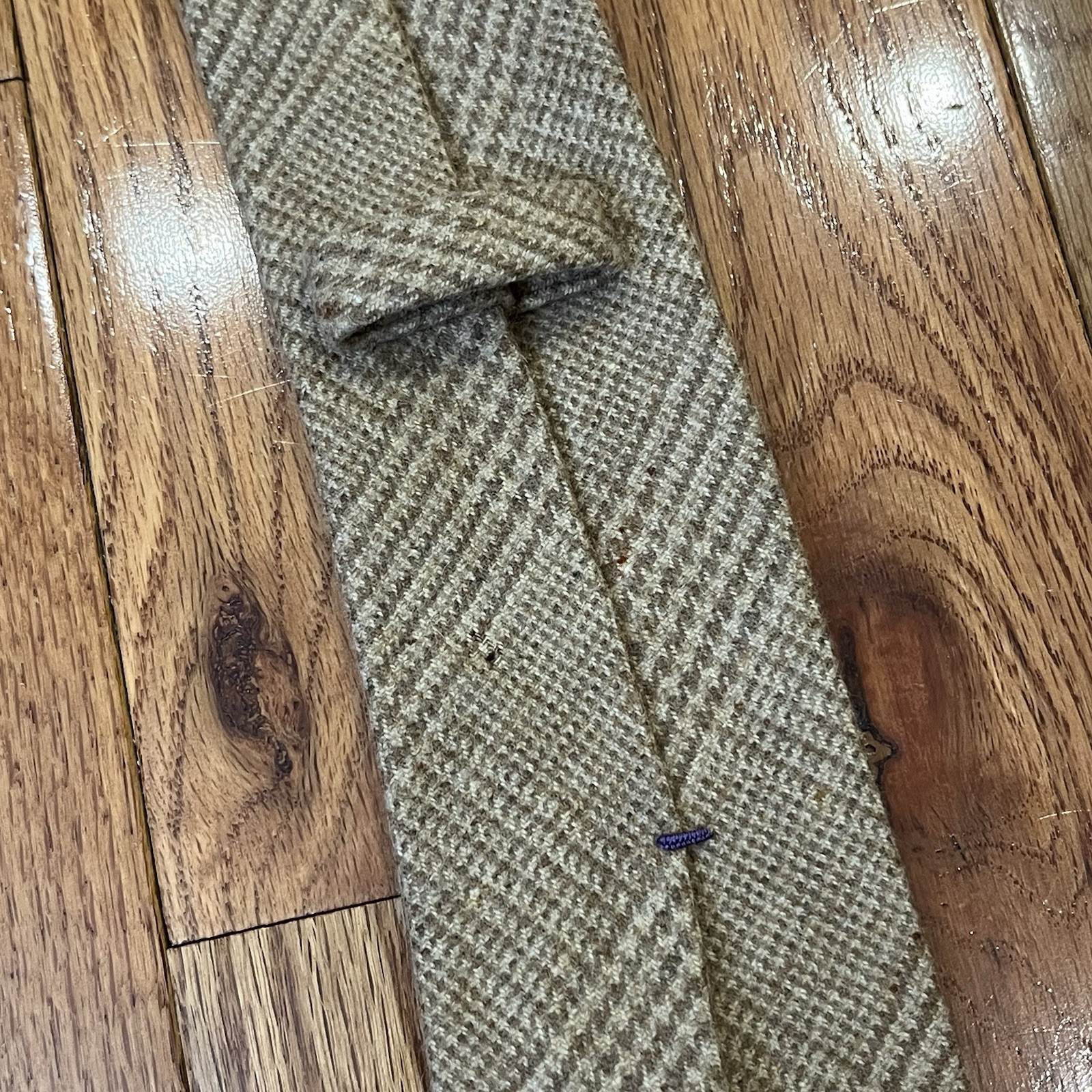 Ralph Lauren Purple Label Tie Glen Plaid Wool Neck Tie Hand Rolled Italy Made