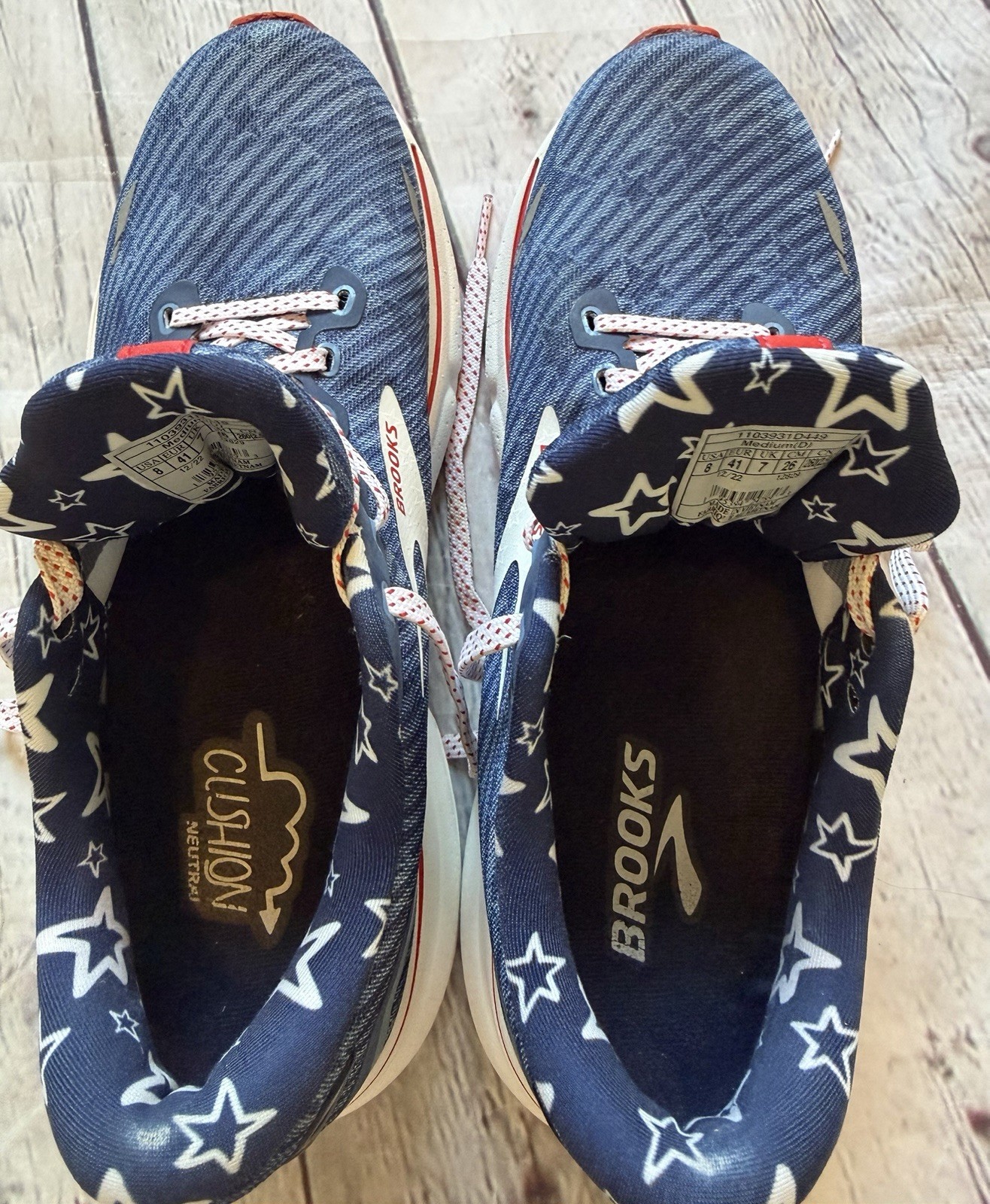 Brooks Ghost 15 USA Independence Women Sz 8 Stars Stripes Red White Blue