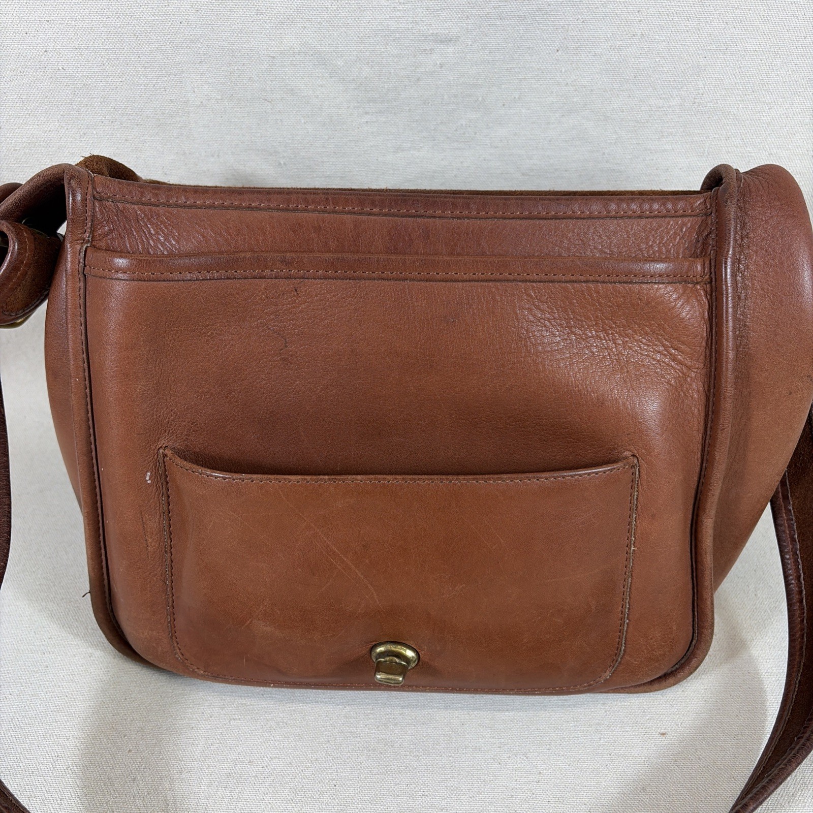 Vintage Coach Stewardess Leather Shoulder Saddle Purse Bag 9525 RARE Tan Brown