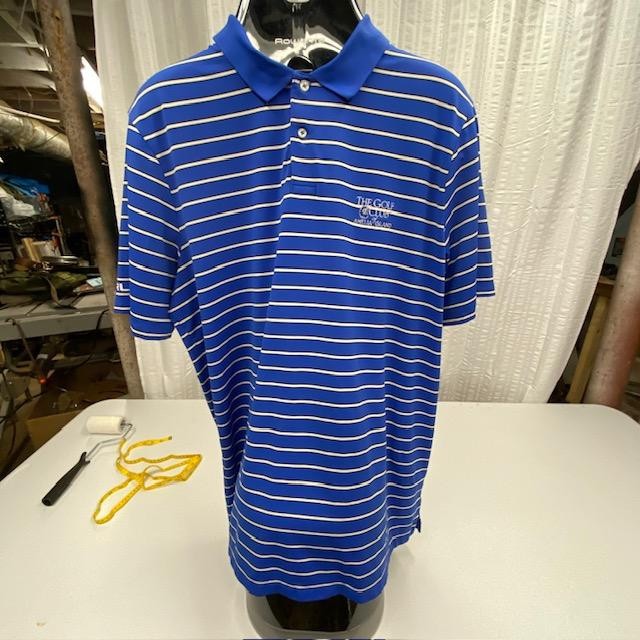 Polo Ralph Lauren RLX Golf Club Amelia Island Blue Striped Polo Shirt XL
