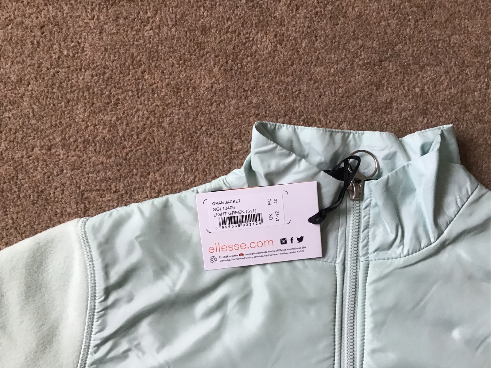 Ellesse Oran 1/4 Zip Top Light Green In Womans Size 12 BRAND NEW