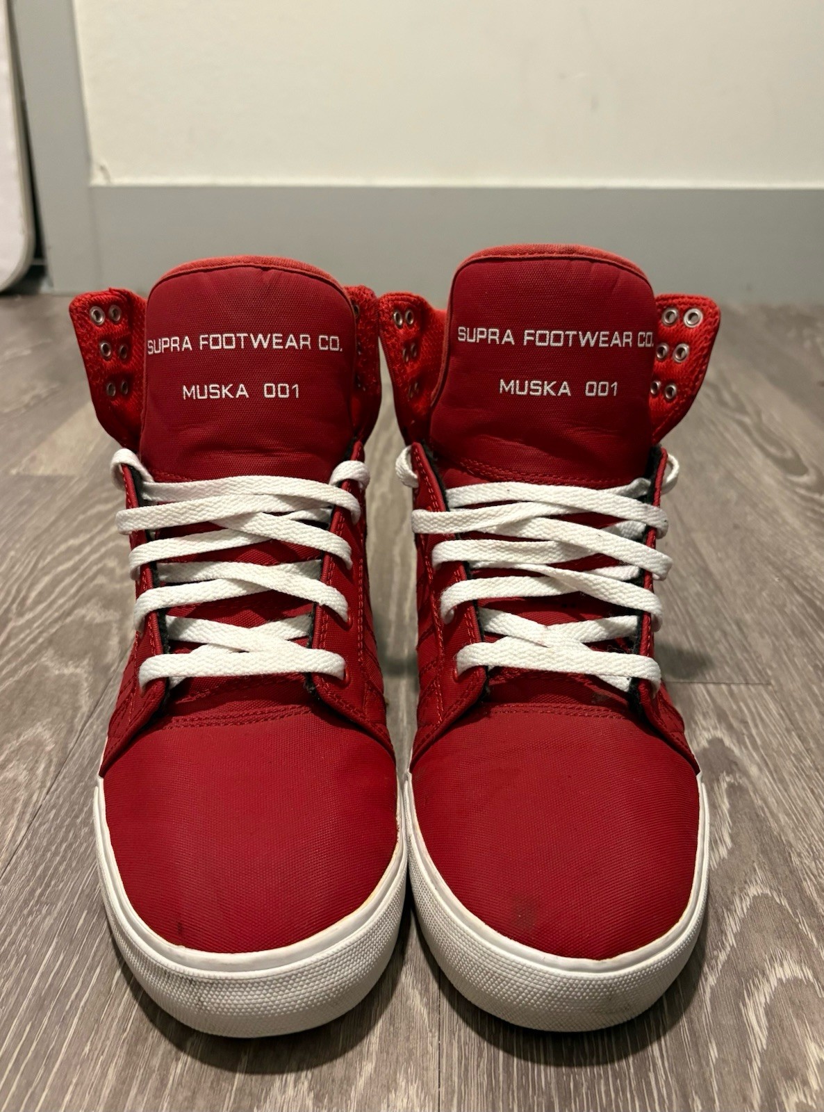 SUPRA Muska 001 Men’s Red/White High Top Lace-Up Athletic Sneakers