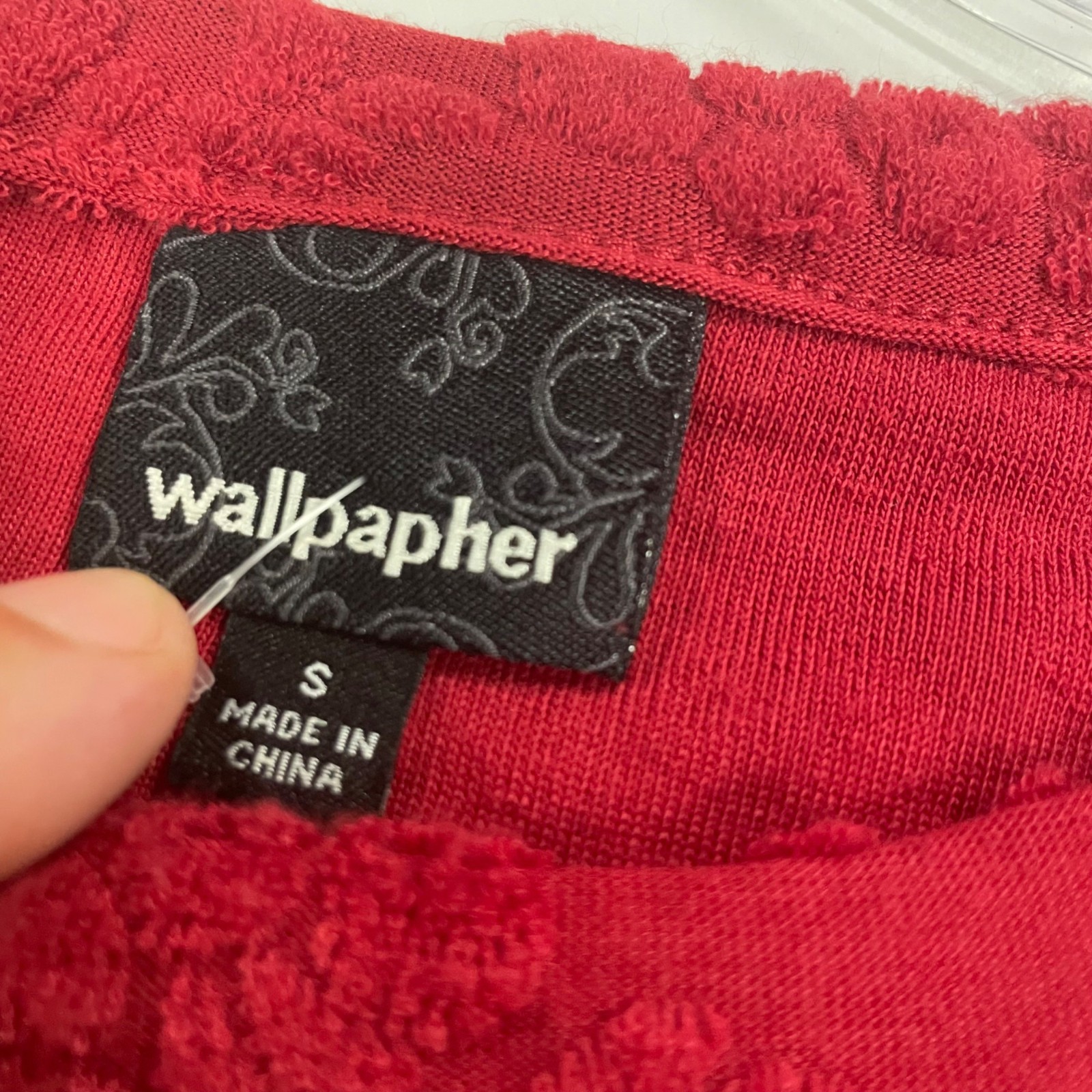 Wallpapher Womens Textured Pullover Top Cap Sleeve Red Size Small