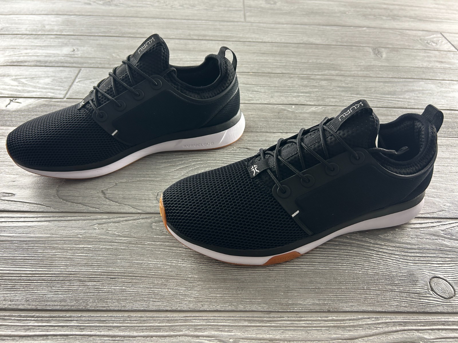 KURU Womens ATOM Athletic Sneaker Sz 12 Jet Black White Gum Slip On Shoe