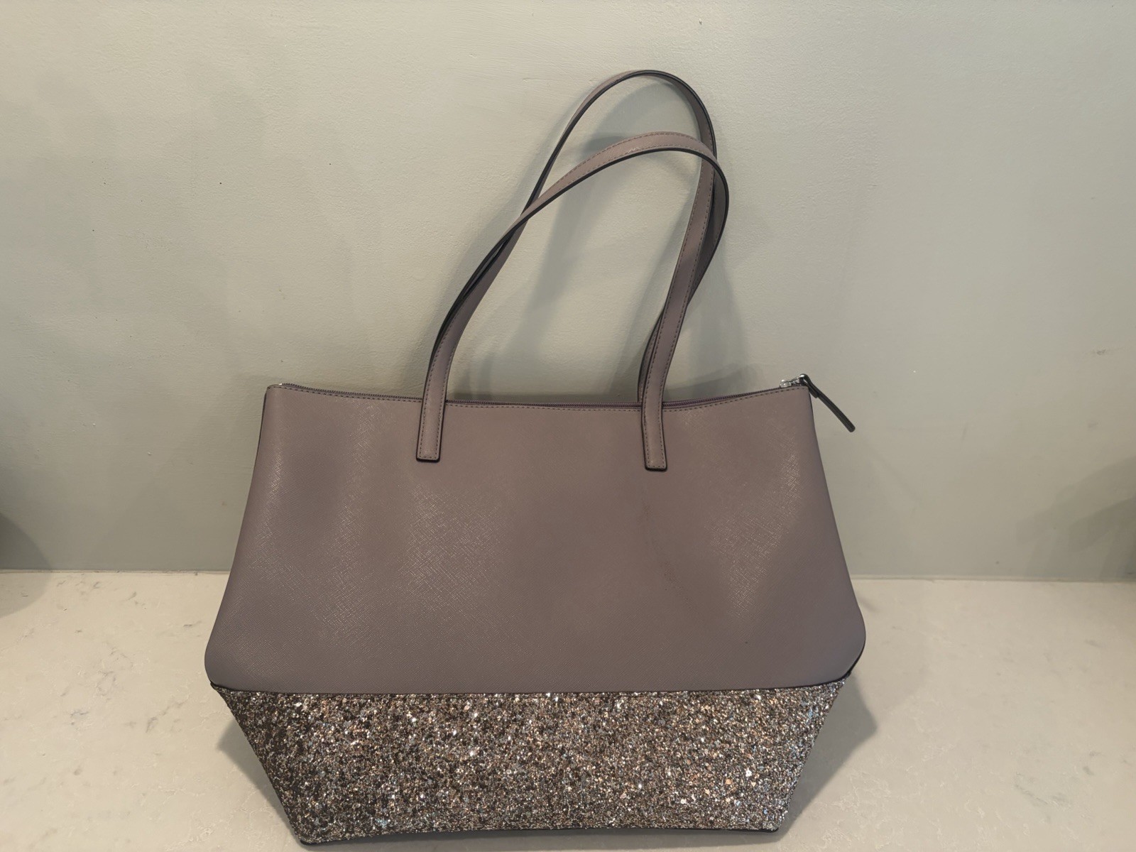Kate Spade Greta Court Glitter Penny Tote Cityscape Grey