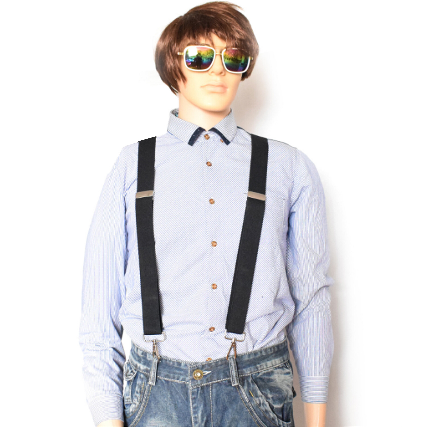 Men’s Suspender Y Back Adjustable Heavy Duty Elastic Y-Shaped Hooks Pants Braces