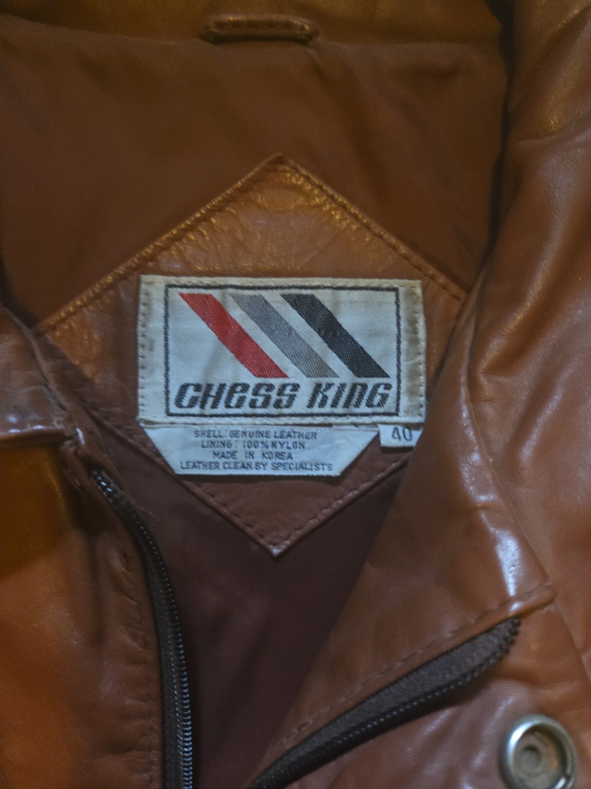 Vintage Chess King Men’s Orange Genuine Leather Jacket Size 40 (Medium)