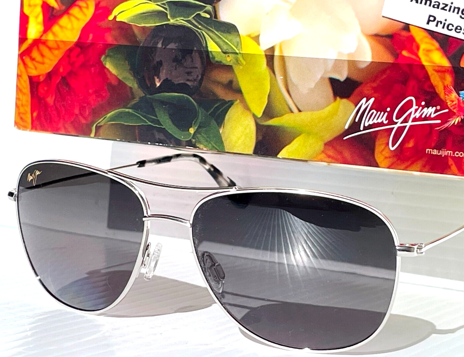 NEW Maui Jim CLIFF HOUSE Silver POLARIZED Grey Lens Sunglass GS247-17